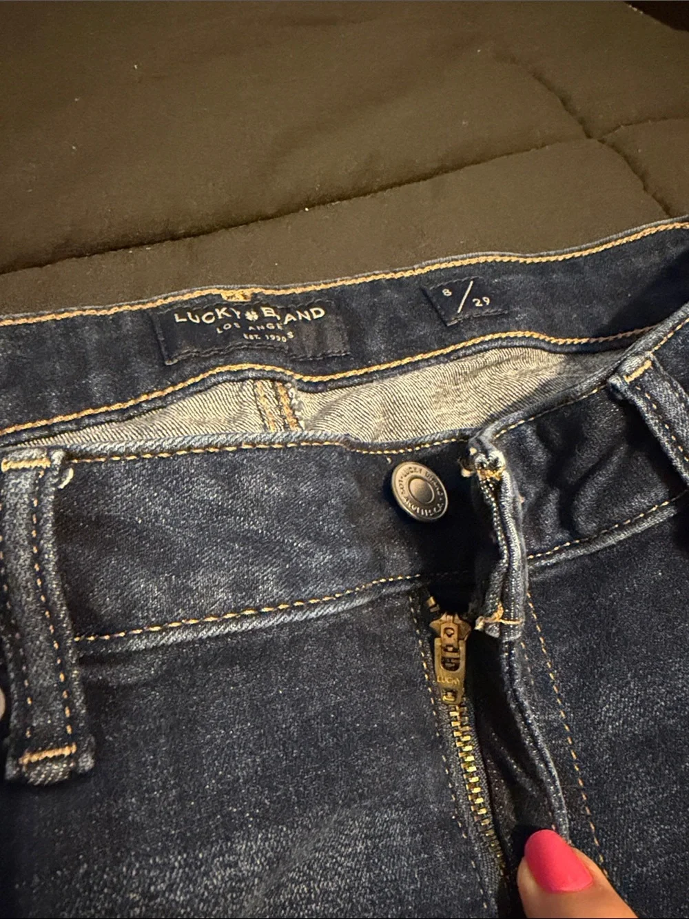 Lucky Brand The Bermuda Denim Shorts Women’s 8/29 Dark Wash Long Jean Shorts